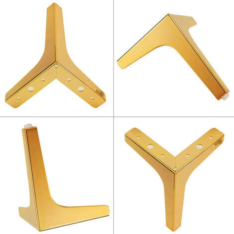 Set di 4 gambe dorate - Gambe triangolari in metallo da 10 cm per letto, mobili, tavolo e armadio fai da te