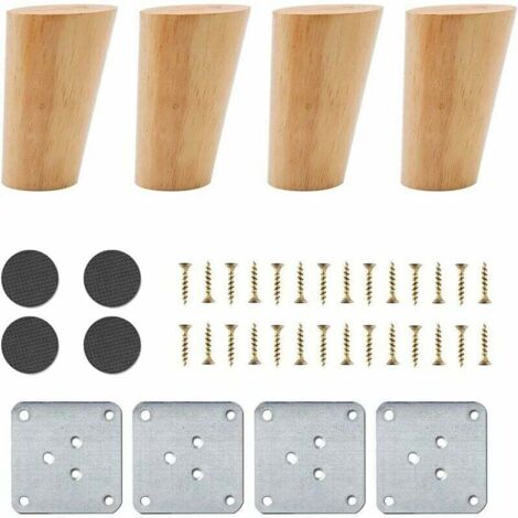 Set di 4 gambe per mobili in legno - Gambe di ricambio per divano da 8 cm con accessori (design angolato)
