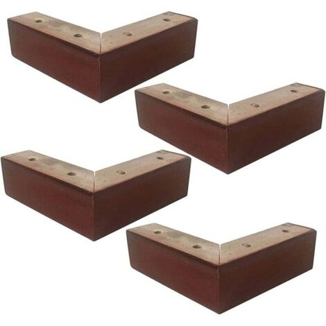 Set di 4 gambe per mobili in legno massello a forma di L, gambe di ricambio per mobili da comodino e tavolino da tè (senza viti)