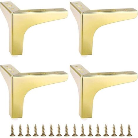 Set di 4 gambe per mobili moderni in metallo dorato da 10 cm, 4 pezzi, gambe per mobili moderni, piedini di ricambio per divani e mobili.