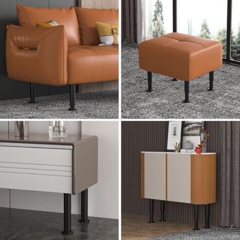Set di 4 gambe per mobili regolabili in altezza (25-43 cm), gambe per mobili in metallo nero, piedini per mobili per porta TV, letto, divano, comodino, sedia, mobiletto del bagno