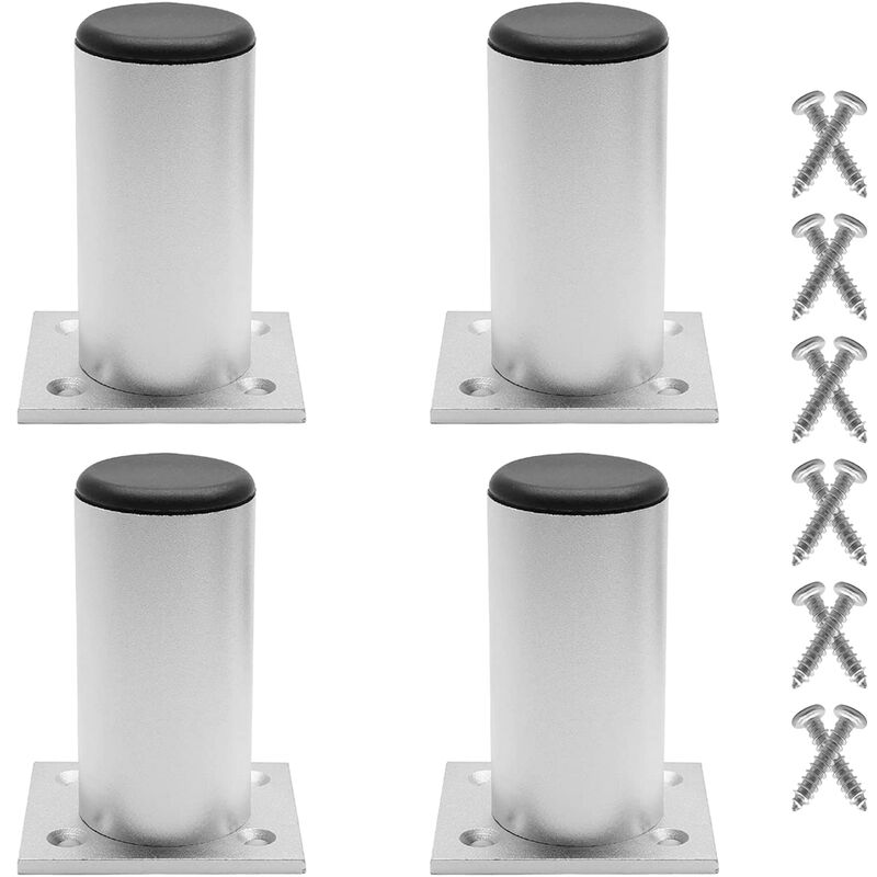 Image of Petites Ecrevisses - Set di 4 Gambe per Mobili Moderno 8cm Altezza Regolabili Gambe in Metallo per Tavolo Divano Armadio con Viti Argento