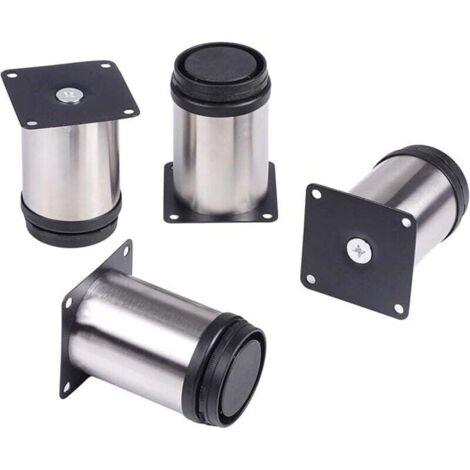 Set di 4 gambe per mobili regolabili in altezza in acciaio inossidabile per divani, tavoli e armadietti - 8 cm