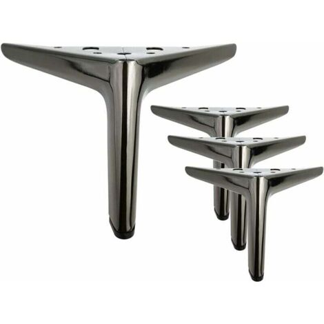 Set di 4 gambe per mobili triangolari da 12 cm, colore nero titanio, finitura lucida elettrolitica, adatte per mobili, divani, tavolini da caffè, porta TV e altri mobili.