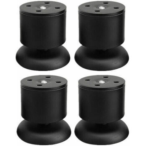 Set di 4 gambe per tavolo nere - Gambe regolabili in acciaio inox da 6 cm con piedini in gomma e viti