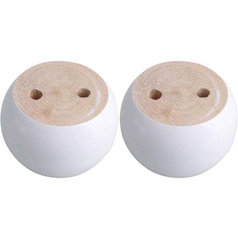 Set di 4 gambe rotonde per mobili in legno di eucalipto bianco 8 x 8 x 5 cm. Possono supportare un peso di circa 100 kg.