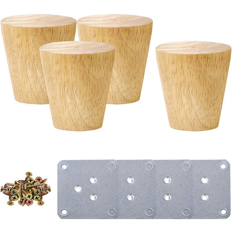 Set di 4 gambe tornite e rigate in legno per tavolo