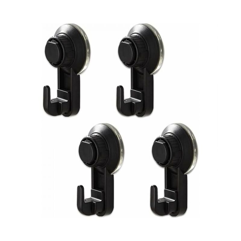 Image of Set di 4 ganci a ventosa, potente gancio a ventosa senza foratura, ganci riutilizzabili per cucina e bagno impermeabili, massimo 5 kg (nero)