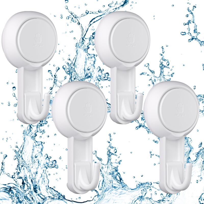 Image of Set di 4 ganci a ventosa potenti per doccia da bagno, 3 kg di potenza, portautensili a ventosa, portasciugamani a corona, accappatoio, strofinaccio