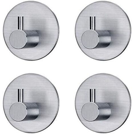 Set di 4 ganci adesivi da parete argento, senza foratura, per bagno, cucina, porta, appendi asciugamani e vestiti, resistenti e facili da installare