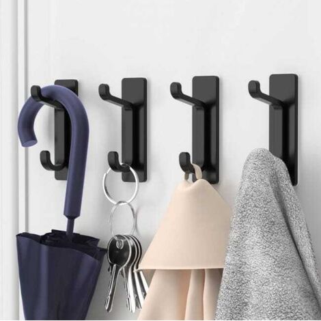 Set di 4 ganci adesivi neri da parete, adatti per appendere asciugamani da bagno, strofinacci da cucina e cappotti.