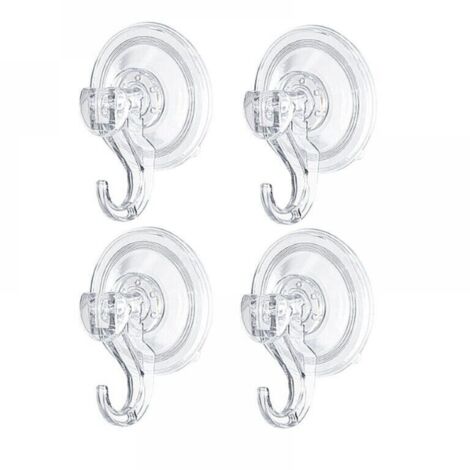 Set di 4 ganci da parete con ventosa, portasciugamani da bagno, gancio per accappatoio, porta strofinacci, utensile da cucina/ufficio, plastica trasparente, supporto potente, bianco