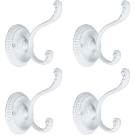 Set di 4 ganci da parete in lega di zinco con viti bianche, adatti per accappatoi, asciugamani, porte del bagno e della cucina.