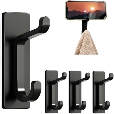 Set di 4 ganci da parete per cappotti e asciugamani - Adesivo forte (6 kg) - Gancio per porta - Gancio per asciugamani da bagno - 2,2 x 3,3 x 8 cm - Per uso domestico, per appendere cappotti, cappelli