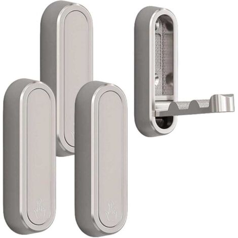 Set di 4 ganci da parete pieghevoli, ganci pieghevoli a 90 gradi, ganci a scomparsa, adatti per camere da letto e bagni, colore argento.