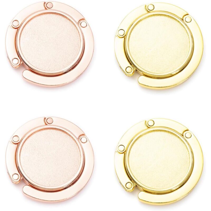 Set di 4 ganci pieghevoli per borse da tavolo, ganci robusti per borse da ufficio, accessori per borse da casa, ufficio e bar (oro e oro rosa)