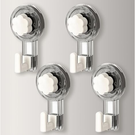 Set di 4 ganci portasciugamani da bagno, ganci a ventosa ultra resistenti e riutilizzabili per bagno, cucina, campeggio e auto, ganci portasciugamani a ventosa (grigio + bianco)