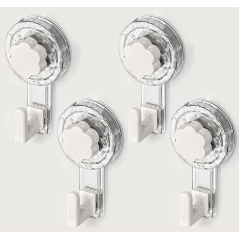 Set di 4 ganci portasciugamani da bagno, ganci a ventosa ultra resistenti e riutilizzabili per bagno, cucina, campeggio e auto, ganci portasciugamani a ventosa (trasparenti + bianchi)