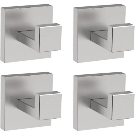 Set di 4 ganci portasciugamani da bagno in nichel spazzolato, ganci da parete resistenti, perni in acciaio inox 304, con gancio portasciugamani e supporto per armadio (argento)