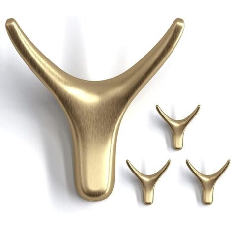 Set di 4 ganci portasciugamani, ganci da parete a forma di testa di mucca, per utensili da cucina e asciugamani in soggiorno, cucina, camera da letto e bagno (oro)