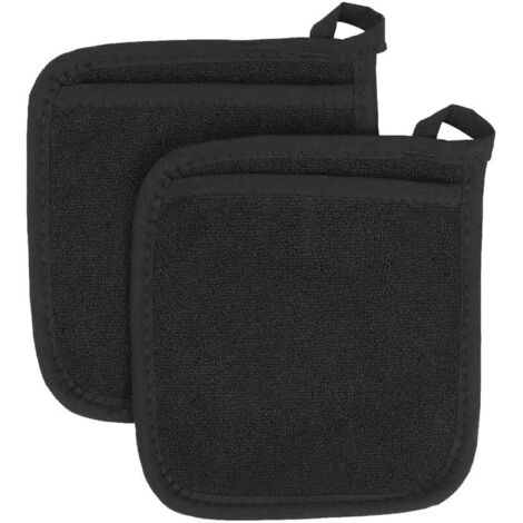 Set di 4 guanti da forno in cotone resistente - design ergonomico, presa comoda, facile manutenzione, lavabili in lavatrice, 18 x 18 cm, (nero)