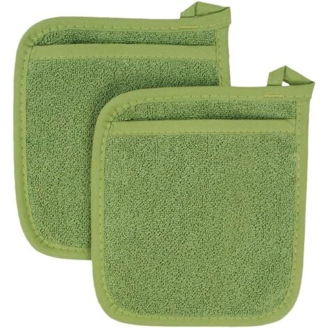 Set di 4 guanti da forno in cotone resistente - design ergonomico, presa comoda, facile manutenzione, lavabili in lavatrice, 18 x 18 cm, (verde)