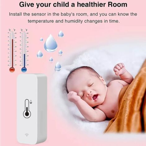 Set di 4 igrometri WiFi per uso domestico, interno ed esterno - Sensore wireless di temperatura e umidità con avviso remoto tramite app, compatibile con l'app Tuya