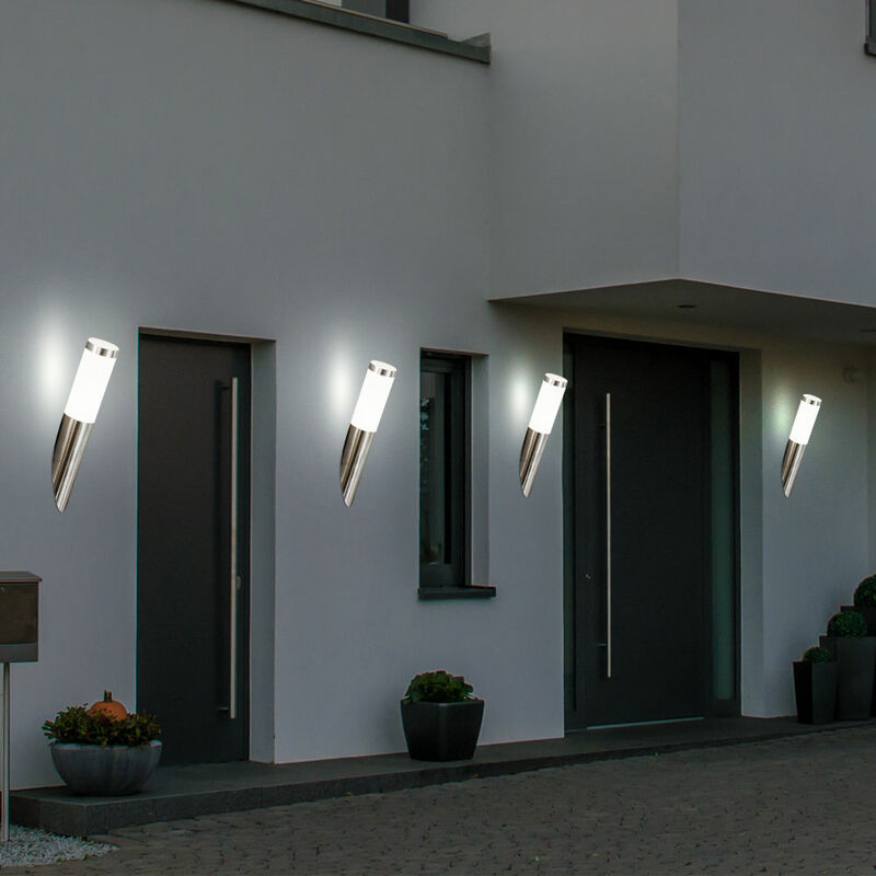 Image of Lampada da parete per esterni lampada da parete in acciaio inossidabile lampada da giardino lampada porta d'ingresso argento, aspetto torcia, 1x E27,