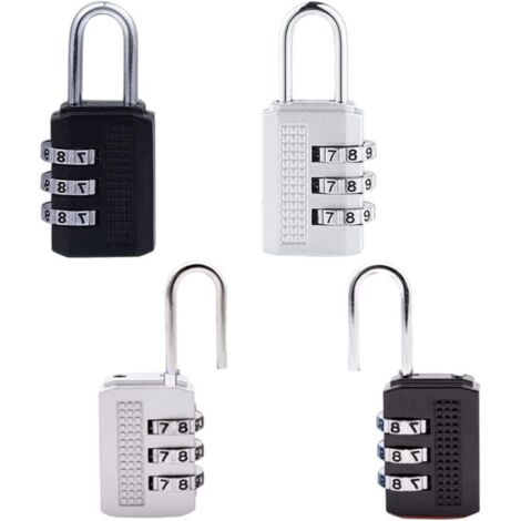 Set di 4 lucchetti a combinazione, codice a 3 cifre, antiruggine, per casetta da giardino, recinzione e cancello del cortile.
