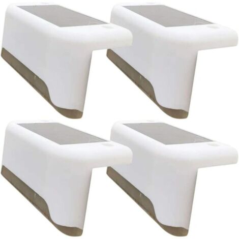 Set di 4 luci LED solari per patio, scale, recinzione, impermeabili IP65, luce calda