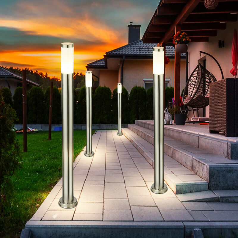 Image of Set di 4 lampade da esterno di design IP44 lampade da terra faretti in acciaio inox faretti E27