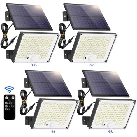 Set di 4 luci solari da esterno, 172 LED, con sensore di movimento, IP65, angolo del fascio di 120°, applique solare, luce bianca
