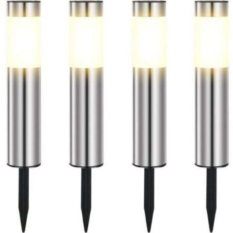 Set di 4 luci solari da giardino per esterni, a luce calda, impermeabili, adatte per patii, prati e vialetti.