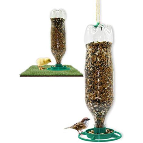 Set di 4 mangiatoie per uccelli da giardino in plastica con portabottiglia per uccelli selvatici, giardino, patio, decorazione verde