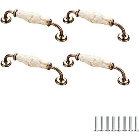 Set di 4 maniglie in ceramica per mobili, stile vintage, con motivo floreale, per ante di armadi, cassetti, guardaroba, appendiabiti, 128 mm