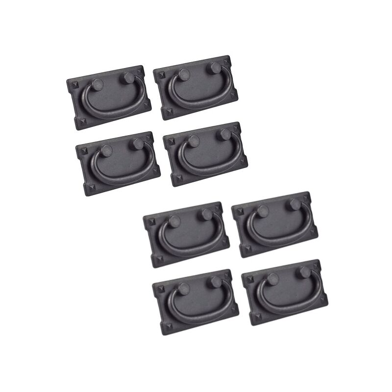 Image of Set di 8 maniglie per cassetti vintage antichi con 52 x 96 mm (nero)