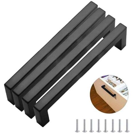 Set di 4 maniglie per mobili da cucina nere, maniglie per mobili quadrate moderne in acciaio inossidabile da 320 mm, per scrivanie, cassetti, armadi, credenze