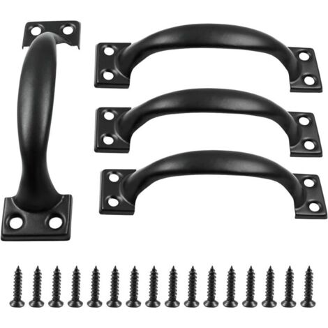 Set di 4 maniglie per porte in metallo da 138 mm, stile vintage/rustico, per mobili, armadi, cassetti, comò, porte – Nero