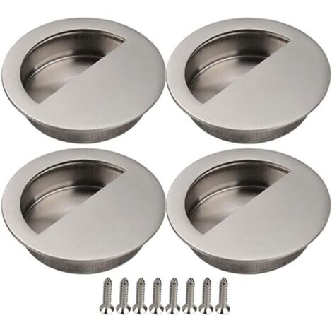 Set di 4 maniglie per porte scorrevoli (argento), maniglie per mobili incassate per porte scorrevoli, maniglie per mobili