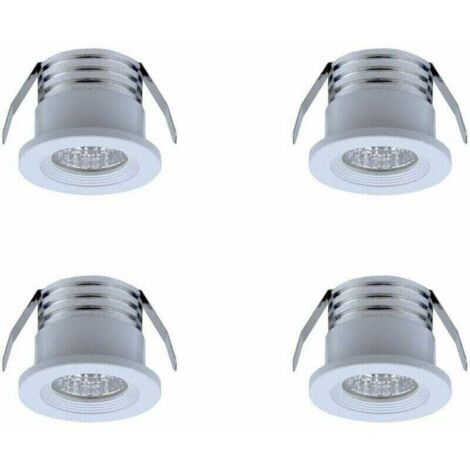Set di 4 mini faretti LED da incasso, 3W, luce bianca calda.
