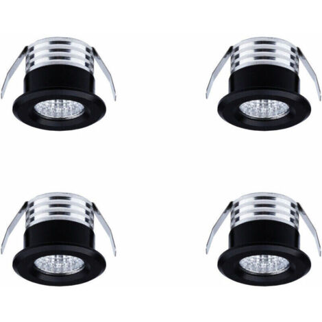 Set di 4 mini faretti LED da incasso, 3W, luce bianca fredda, neri