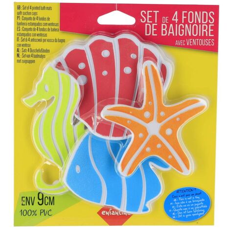 Set di 4 mini fondali per doccia pesce stella marina cavalluccio marino conchiglia - bambini - Tendance