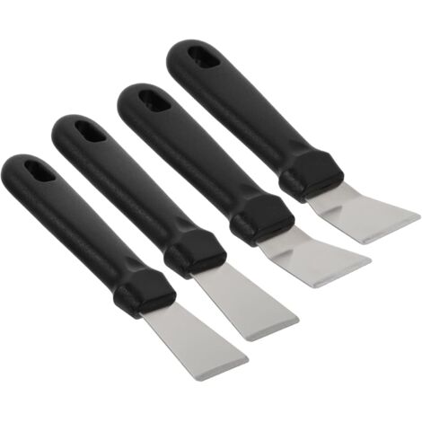 Set di 4 mini raschietti per sbrinare neve, ghiaccio e scomparto congelatore del frigorifero (manico dritto - manico curvo).