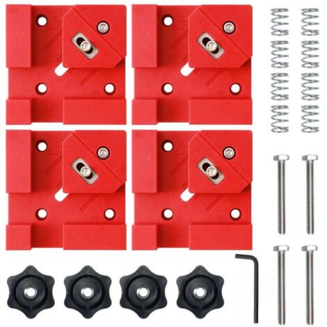 Set di 4 morsetti multifunzione a 90 gradi adatti per la lavorazione del legno e l'installazione di elementi di fissaggio per mobili, assemblaggio di mobili (rosso)