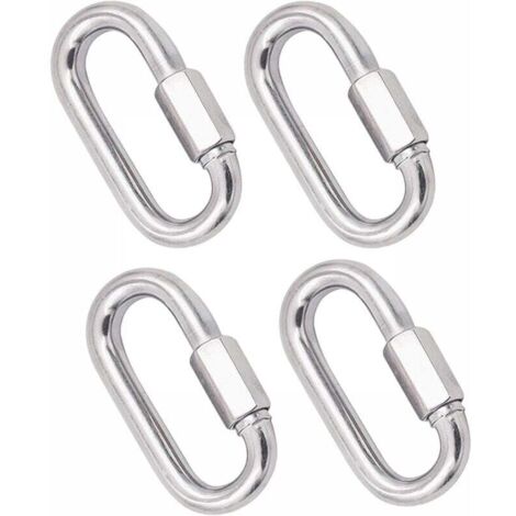 Set di 4 moschettoni in acciaio inossidabile per impieghi gravosi, fibbia portachiavi a maglie rapide con chiusura a vite M8 304 per casa, campeggio, arrampicata, escursionismo, viaggi, capacità 500 k