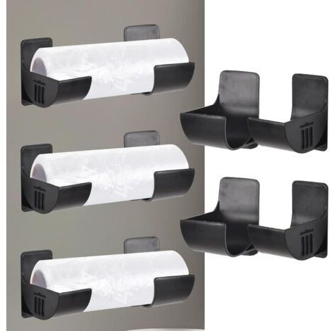 Set di 4 organizer per pellicola alimentare, portaoggetti da porta, organizer per fogli di alluminio, contenitore in plastica da parete, dispenser per sacchetti della spazzatura per armadi, bagno e fr