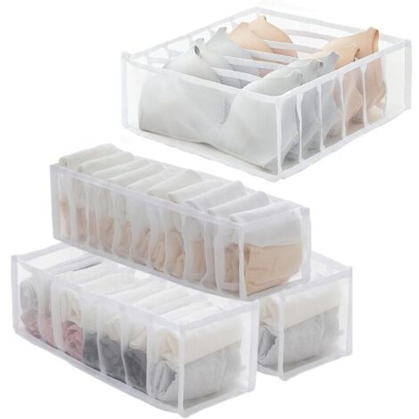Set di 4 organizer pieghevoli per biancheria intima - Organizer per cassetti - Organizer per armadio - Scatole portaoggetti per biancheria intima, calze, cravatte, cinture