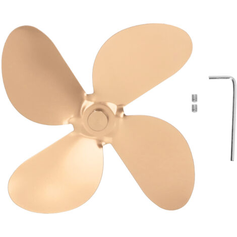 Set di 4 pale per ventola da stufa in lega di alluminio, con viti a brugola per la sostituzione, color oro.