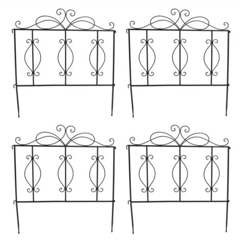Set di 4 pannelli per recinzione da giardino in ferro battuto per la decorazione del paesaggio esterno