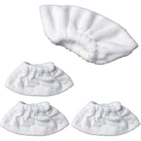 Set di 4 panni in microfibra per la pulizia a vapore con ugello manuale, set di panni in spugna, rivestimento in spugna di cotone, compatibile con la maggior parte dei pulitori a vapore (bianco)